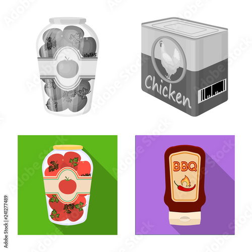 Isolated object of can and food symbol. Collection of can and package vector icon for stock.