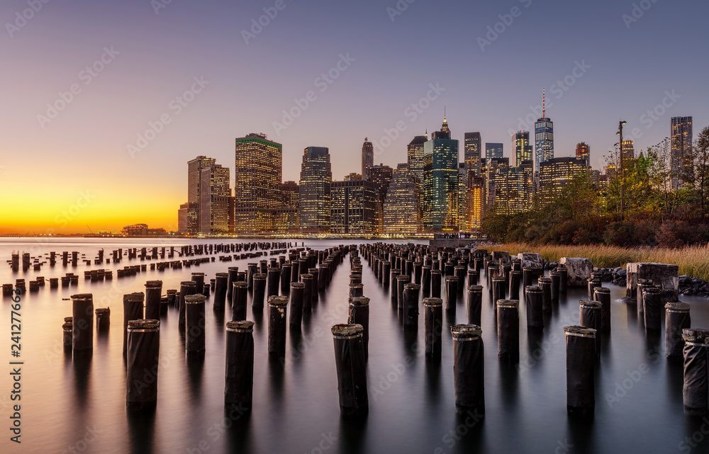 New York Skyline View from Brooklyn toward Manhattan Downtown at Sunset New York Skyline View from Brooklyn toward Manhattan Downtown at Sunset