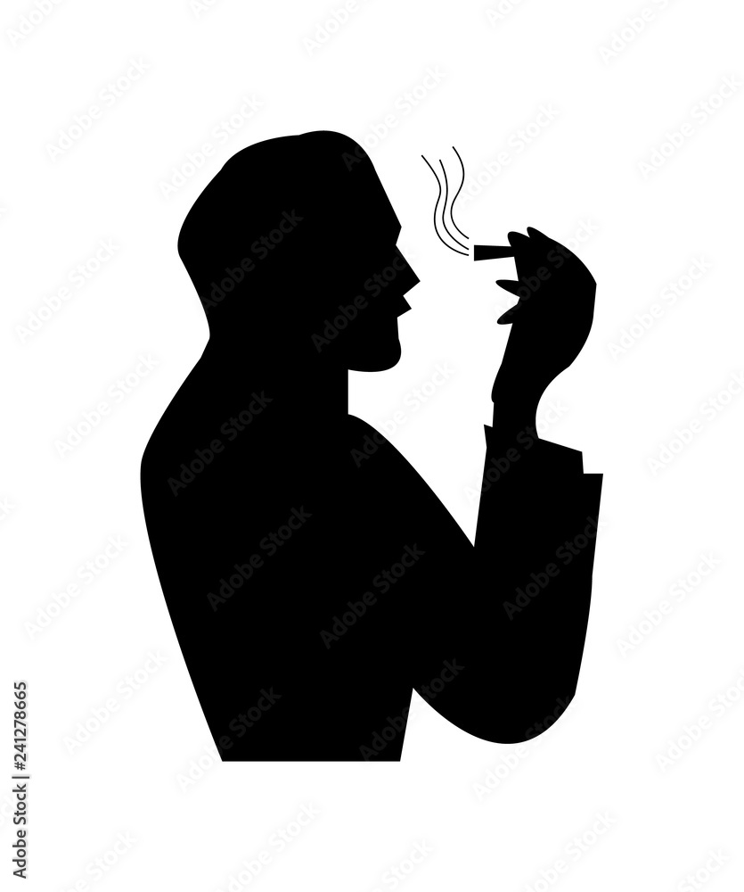 silhouette of a ma smoking