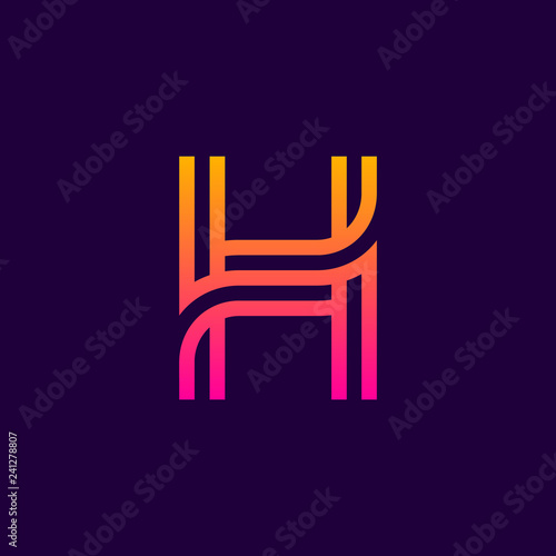 Letter H Line curve colorful logotype, beauty and fashion cosmetics logo vector design template element for corporate identity application or company