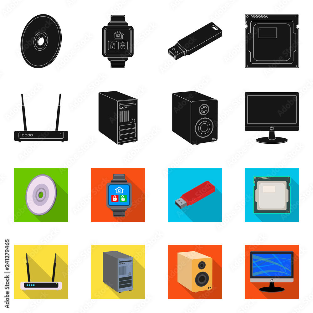 Isolated object of laptop and device icon. Collection of laptop and server vector icon for stock.