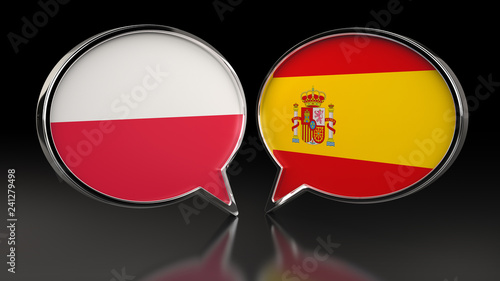 Free Download Poland and Spain flags with Speech Bubbles. 3D illustration - GFXLoad