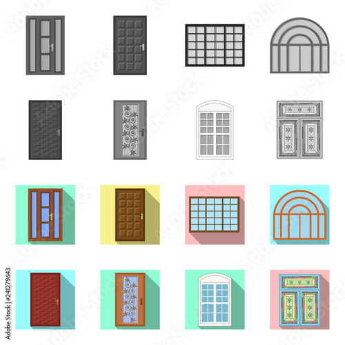 Vector design of door and front icon. Set of door and wooden vector icon for stock.