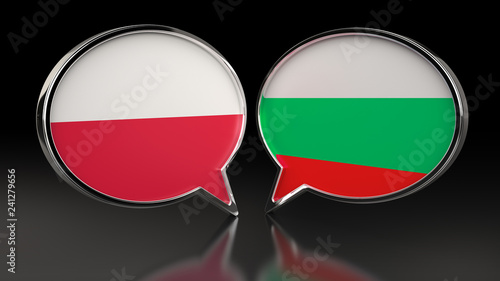 Free Download Poland and Bulgaria flags with Speech Bubbles. 3D illustration - GFXLoad