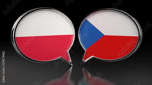 Free Download Poland and Czech Republic flags with Speech Bubbles. 3D illustration - GFXLoad
