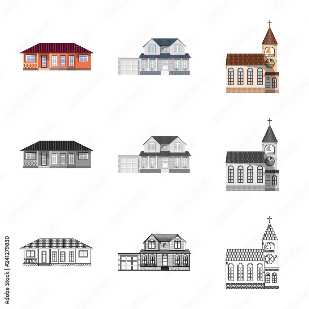 Fototapeta premium Vector design of building and front logo. Collection of building and roof stock vector illustration.