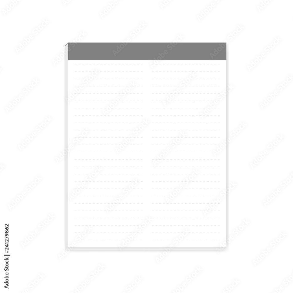 Two column dashed lined glue-top note paper letter size block, mockup Two column dashed lined glue-top note paper letter size block, mockup