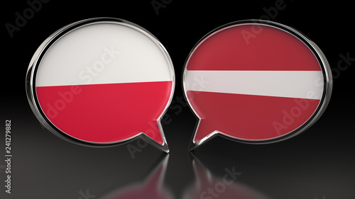 Free Download Poland and Latvia flags with Speech Bubbles. 3D illustration - GFXLoad