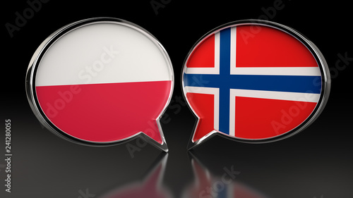 Free Download Poland and Norway flags with Speech Bubbles. 3D illustration - GFXLoad