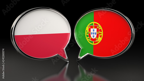 Free Download Poland and Portugal flags with Speech Bubbles. 3D illustration - GFXLoad