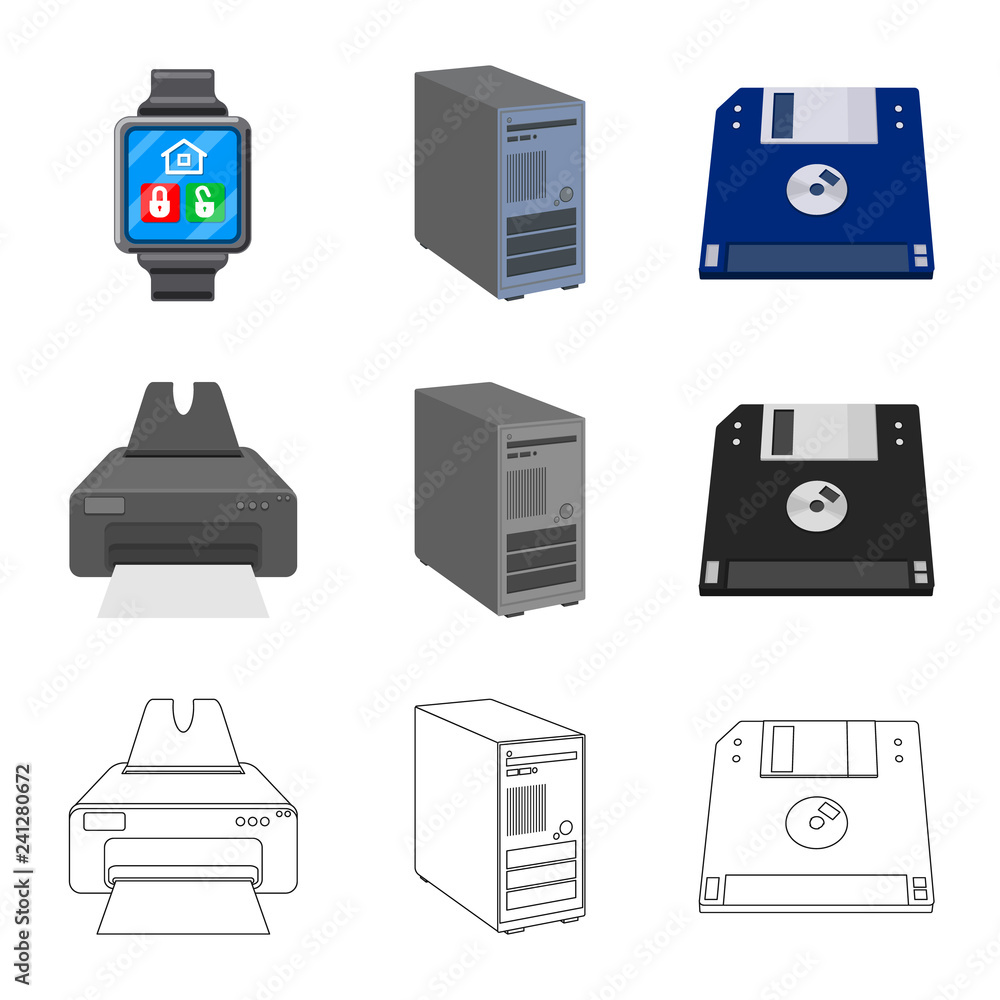 Isolated object of laptop and device logo. Set of laptop and server stock symbol for web. Isolated object of laptop and device logo. Set of laptop and server stock symbol for web.