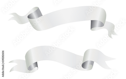 Set of white ribbon banners