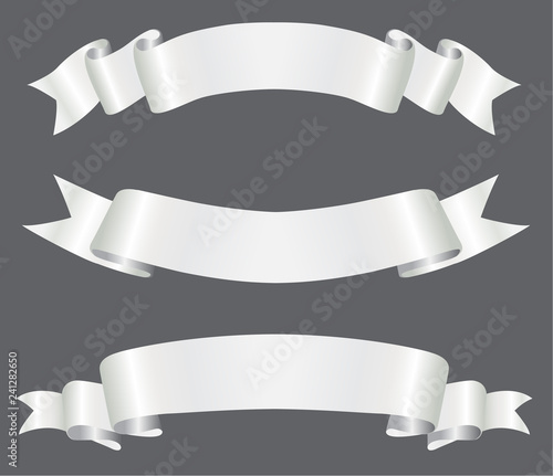 Blank white ribbon banners.