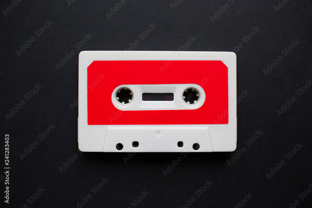 Close-up of audio cassette illustration with blank mockup for design. Close-up of audio cassette illustration with blank mockup for design.