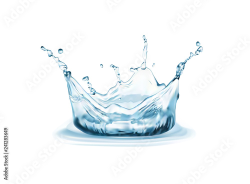 Blue water splash isolated on white background