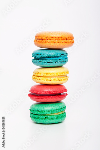 Fototapeta Naklejka Na Ścianę i Meble -  Sweet and colourful macaroons or macaron on white background.