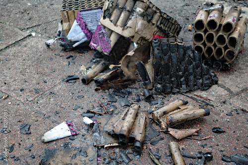 Silvester verbranntes Feuerwerk