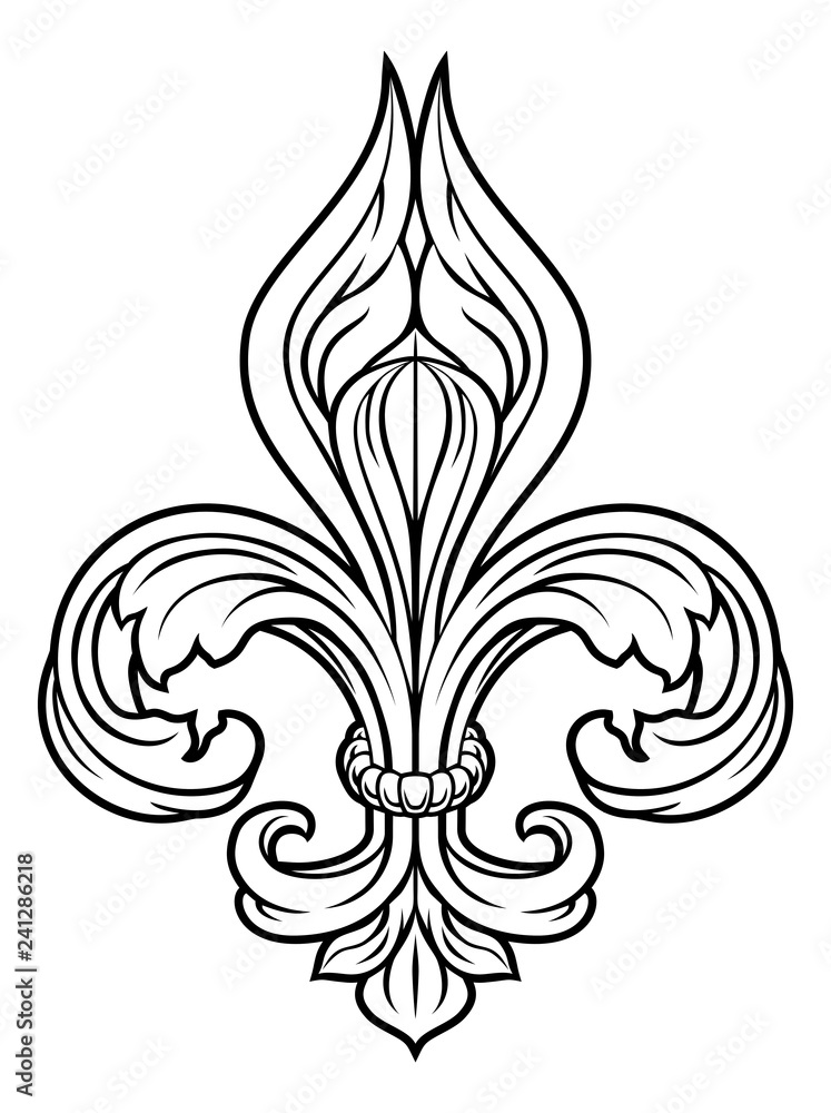 A Fleur De Lis heraldic coat of arms graphic design element - obrazy, fototapety, plakaty 