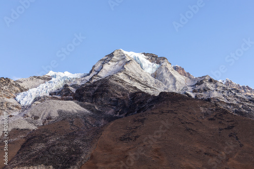 View to the summit of Island Peak from the Island Peak Base Camp. Cute photo. photo