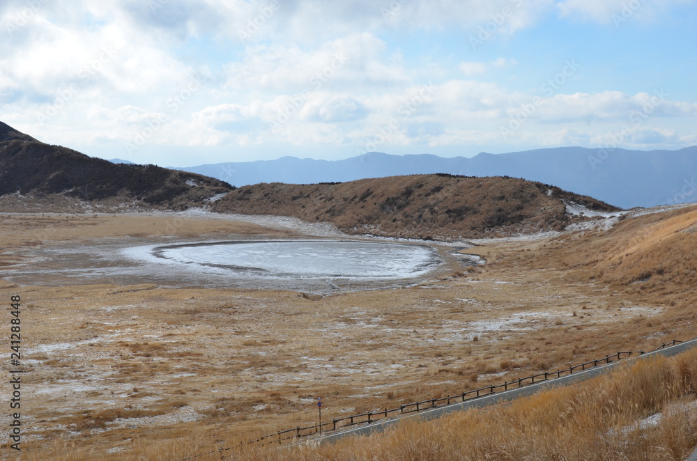 Frozen lake under freezing point