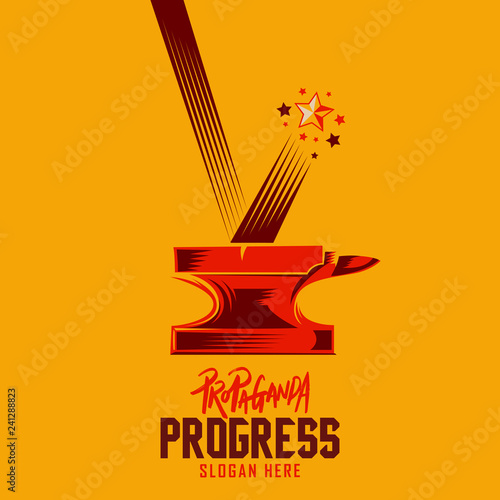 Iron anvil progress propaganda logo template.