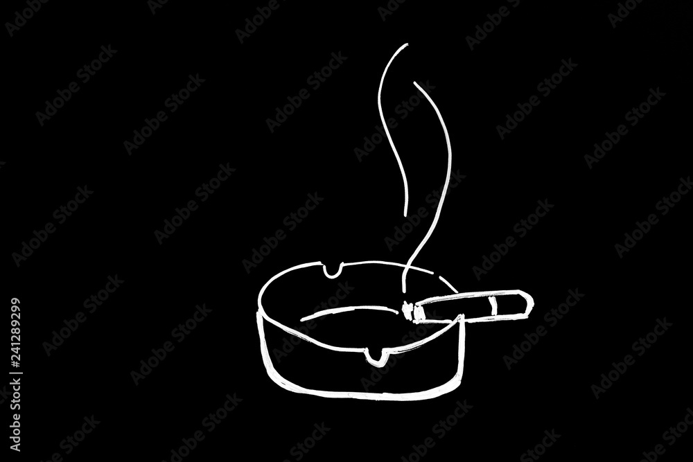 Aschenbecher mit brennender Zigarette Zeichnung Stock Illustration | Adobe  Stock