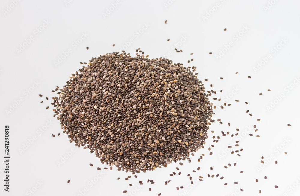 chia seeds on white background, closeup chia seeds, chia seeds on white background, closeup chia seeds,