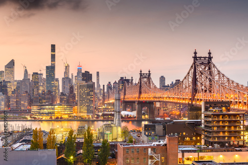 New York, New York, USA Manhattan skyline with the Queensboro Bridge. photo