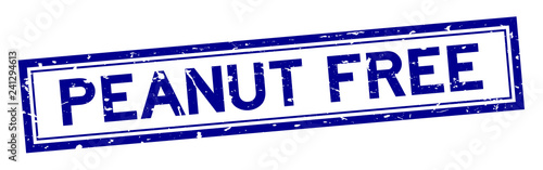 Grunge blue peanut free word rubber seal stamp on white background