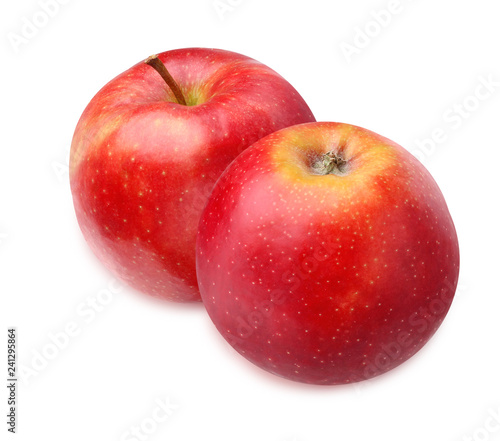 two red apples isolated on white background