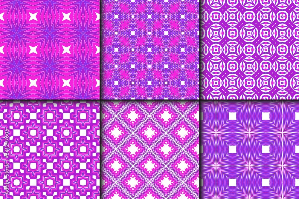 Set Of Seamless Texture Of Floral Ornament. Vector Illustration. For The Interior Design, Printing, Web And Textile.