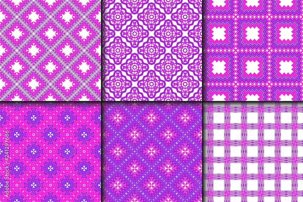 Set Of Floral Geometric Seamless Pattern. Vector Illustration. For Modern Interior Design, Fashion Textile Print, Wallpaper, Decor Panel. Set Of Floral Geometric Seamless Pattern. Vector Illustration. For Modern Interior Design, Fashion Textile Print, Wallpaper, Decor Panel.