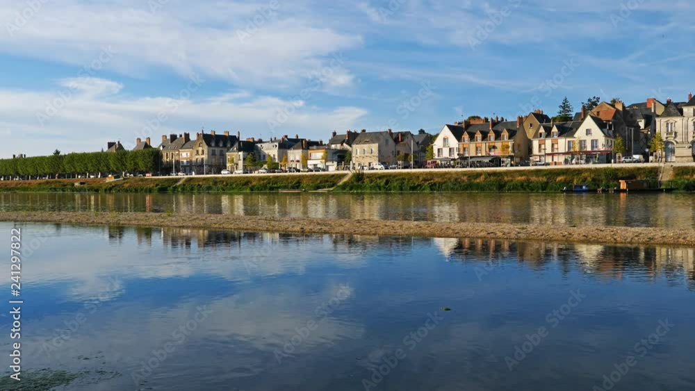Gien, Loiret, France. The castle and the church overlooking the Loire river. Gien, Loiret, France. The castle and the church overlooking the Loire river.