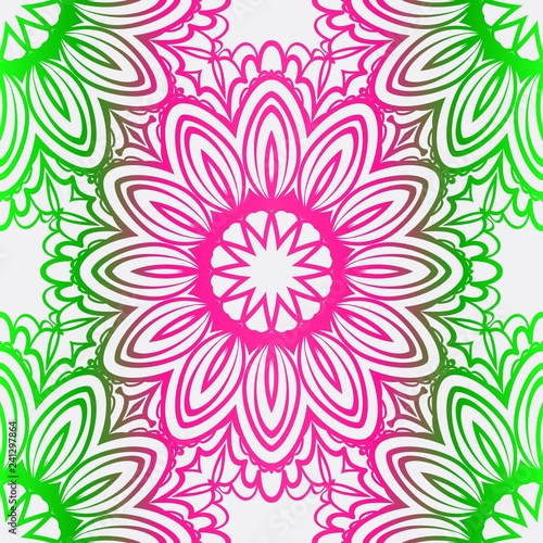 Design Of A Floral Pattern. Vector. Repeating Sample Figure And Line. For Fashion Interiors Design, Wallpaper, Textile Industry. Gradient Color