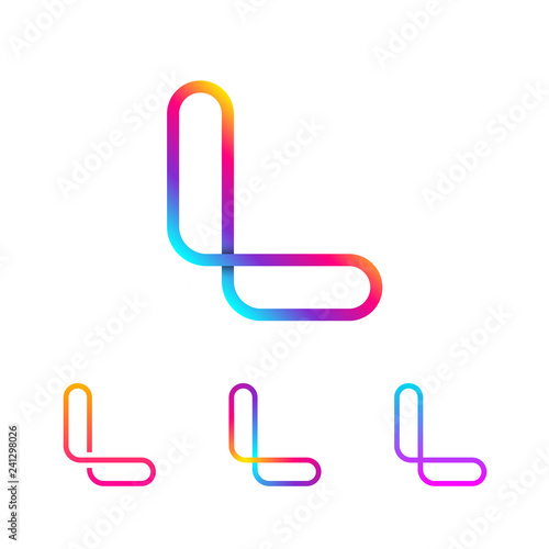 Abstract Letter L Line Monogram Colorful loops logotype, Circle shape, swirl spiral infinity logo symbol, Technology and digital connection