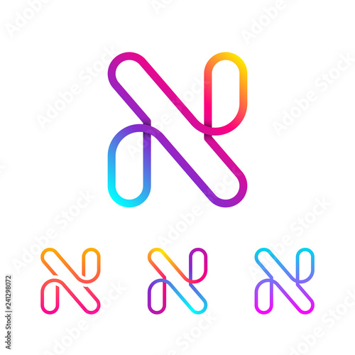 Abstract Letter N Line Monogram Colorful loops logotype, Circle shape, swirl spiral infinity logo symbol, Technology and digital connection
