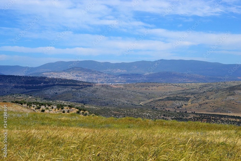 Jesus Trail - hiking through Galilee countryside in spring time, from Nazareth to Sea of Galilee, Capernaum, ISRAEL