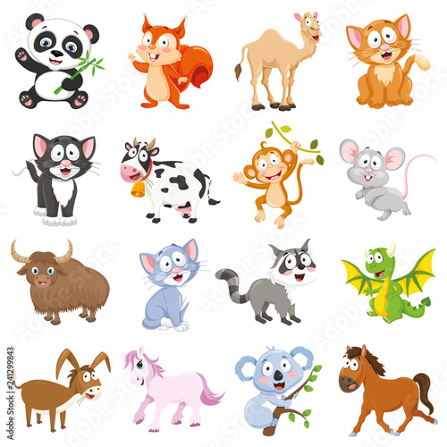 Vector Illustration Of Cartoon Animals Collection