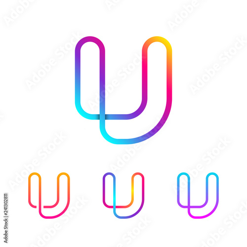 Abstract Letter U Line Monogram Colorful loops logotype, Circle shape, swirl spiral infinity logo symbol, Technology and digital connection