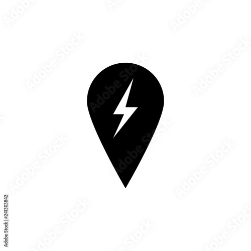 pin, lightning icon on white background. Can be used for web, logo, mobile app, UI, UX