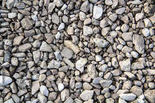 Тexture of white limestone crushed stone of various sizes.