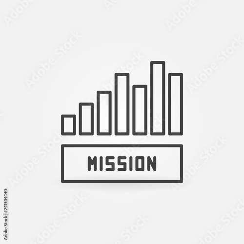 Mission bar chart vector concept icon or symbol in thin line style