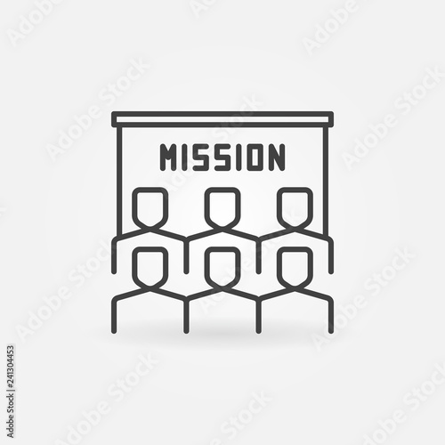 People and Mission presentation vector concept icon or symbol in linear style
