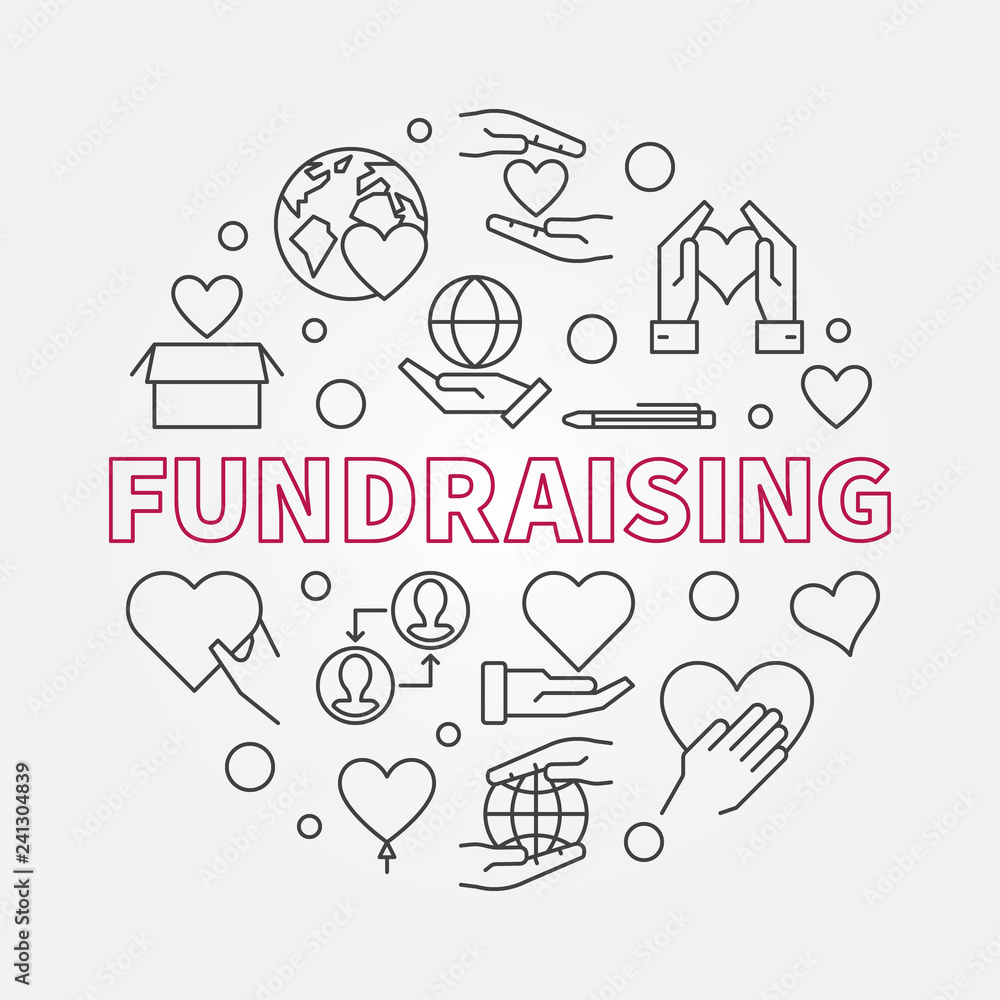 Fundraising circular vector simple linear round illustration Fundraising circular vector simple linear round illustration