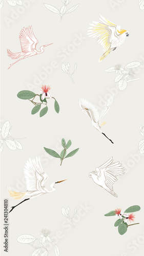 Pattern, background with with feijoa flowers