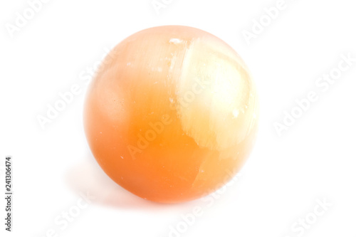 orange onyx sphere isolated on white background