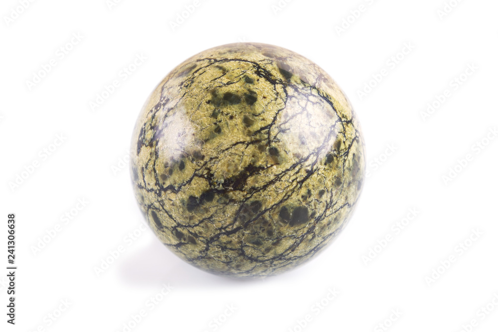 green serpentine sphere isolated on white background green serpentine sphere isolated on white background