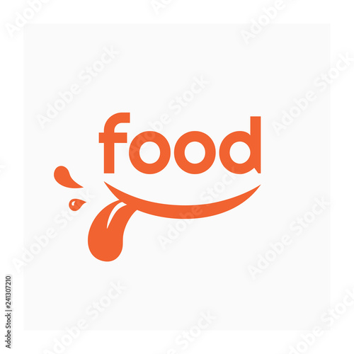 Food logo with smile. Label for food company. Grocery store logo. Vector illustration with smiling mouth