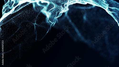 Fototapeta Naklejka Na Ścianę i Meble -  Abstract water splash.Big data. Cyber or technology background. Neon flare. 3D rendering.