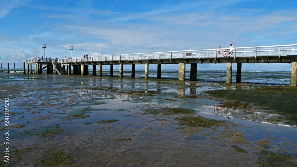 Andernos les Bains, Gironde, Arcachon bay, France. The pier of Andernos-les-Bains is the longest of the basin with its 232 meters.It was built in 1926. Andernos les Bains, Gironde, Arcachon bay, France. The pier of Andernos-les-Bains is the longest of the basin with its 232 meters.It was built in 1926.